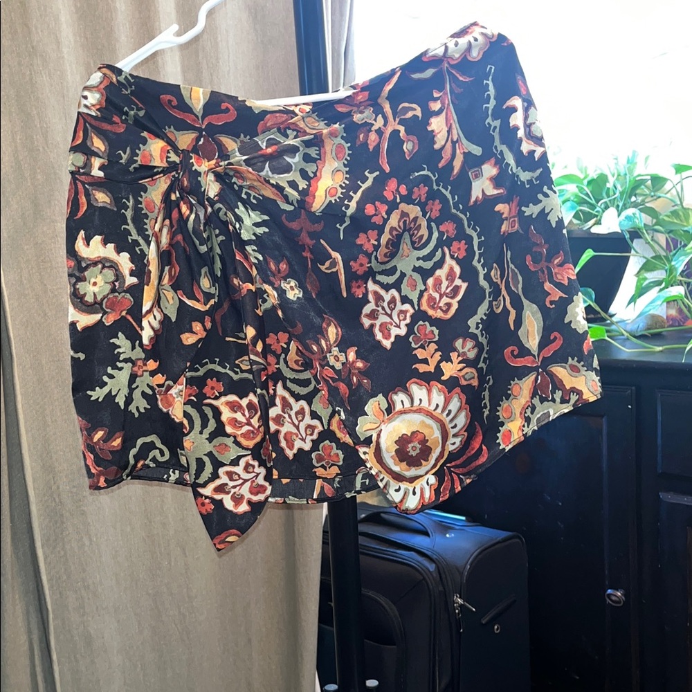 Zara Black and Orange Floral Skirt